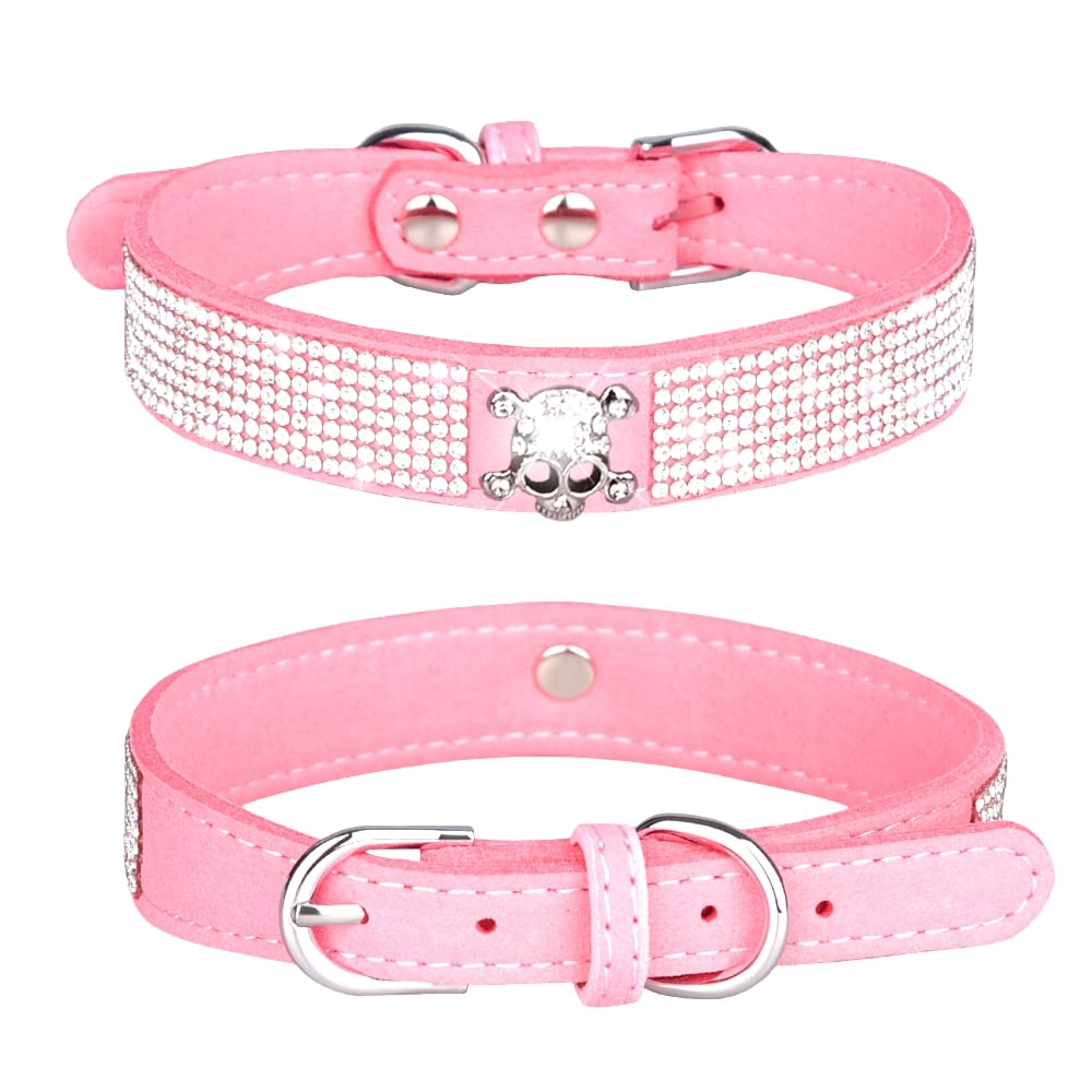 Rhinestone Dog Collar, Cute Dazzling Sparkling Soft Suede Leather Dog Cat Rhinestone Collar Crystal Diamond Pet Dog Puppy Collar (S, Black) — view 12