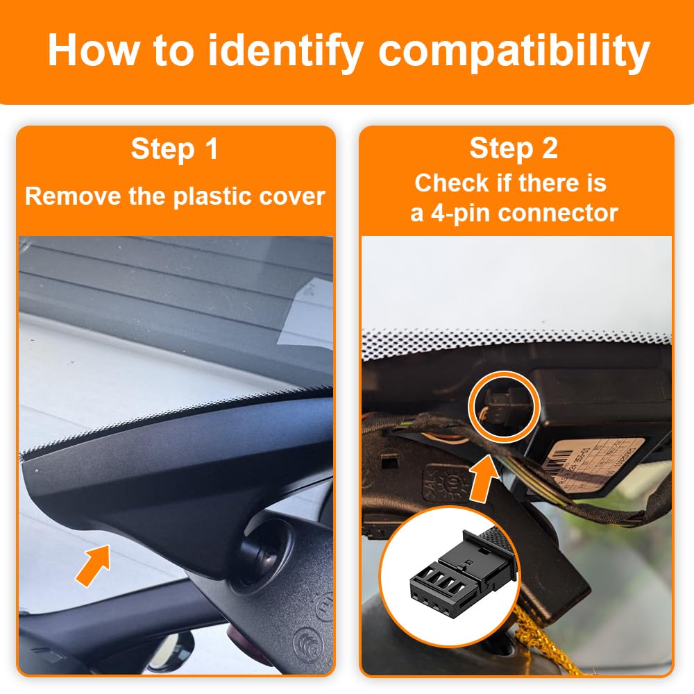 Adaptor de alimentación Dashcam (4 Pines) para BMW E Chassis 2004-2010, Conector de 4 Pines, Fuente de alimentación USB con Pantalla LED, fácil de Instalar, Salida de 5 V y 12 V, D3-046