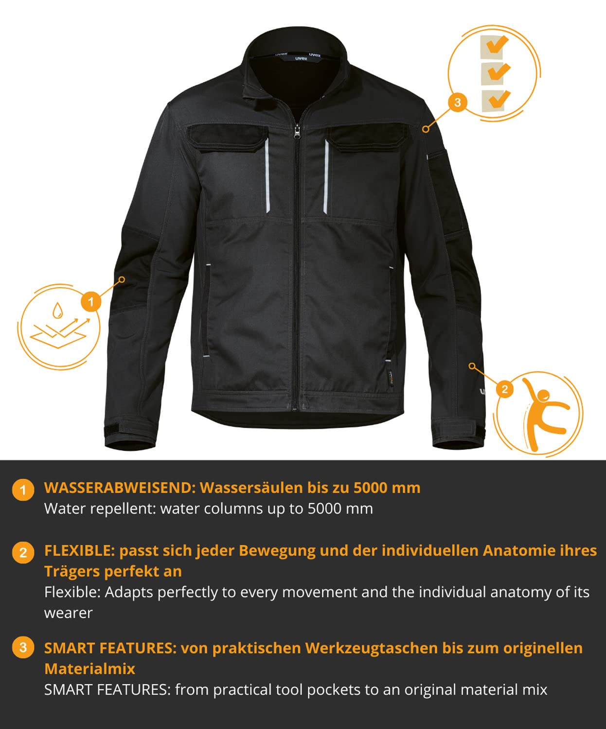 Uvex Tune-Up Veste de travail softshell pour homme – Respirante & Hydrofuge