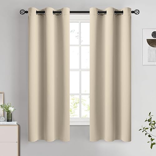 Miniatura 135 de COSVIYA Cortinas 100% opacas para dormitorio con forro negro, bloqueo de luz completa, aislamiento térmico y ojales, tratamiento de ventana de 54