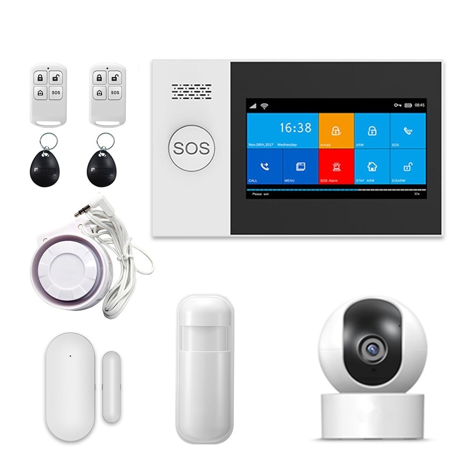 CUDTAPI GSM Home Security Alarm System App Control Remote Window Sensor With 1080P IP Camera Smart Kits(SET-A)