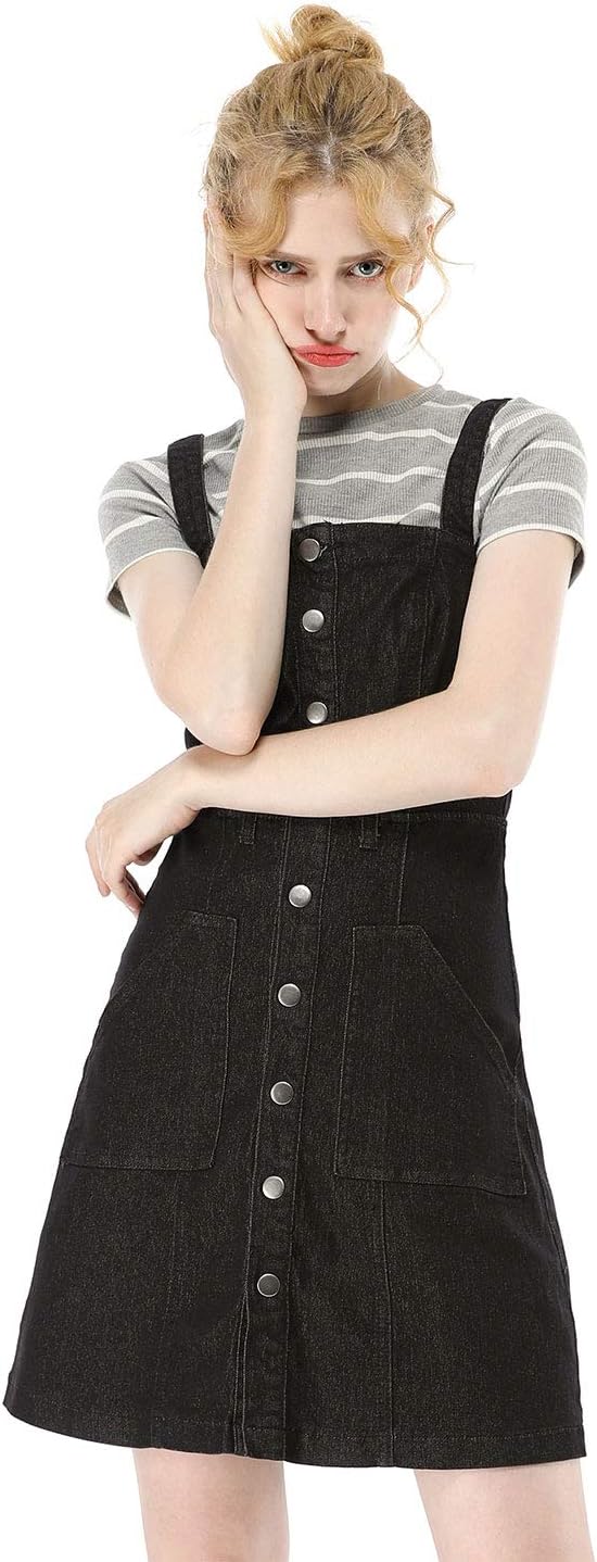 Allegra K Women's Spring 2026 Overall Dresses Classic Adjustable Strap Pinafore Jean Denim Dress - Image 3