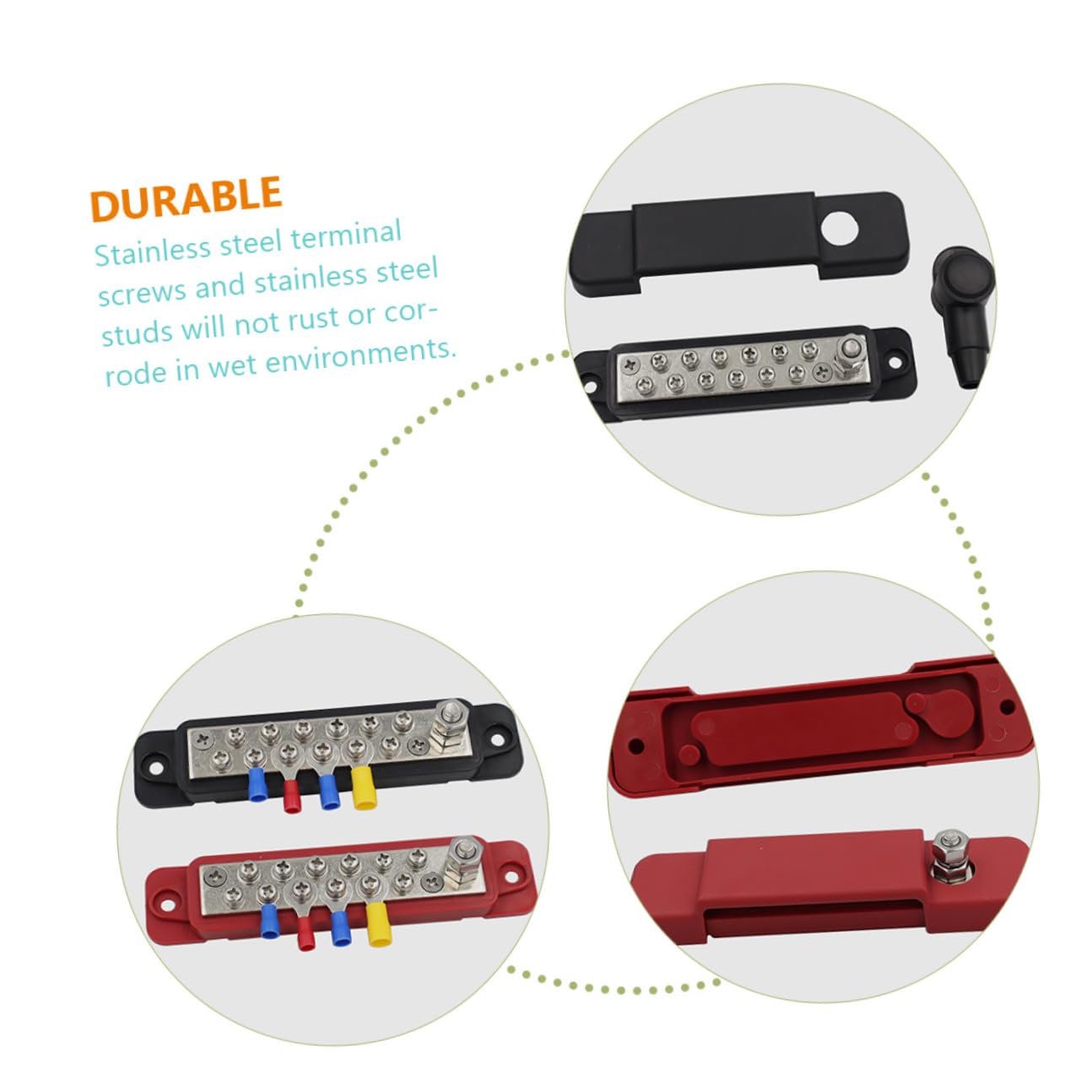DOITOOL Morsettiera per Imbarcazioni e Auto 12 Vie 48v 150a Barra Collettrice Batteria Adatta per Camper e Yacht Uso Industriale Marino