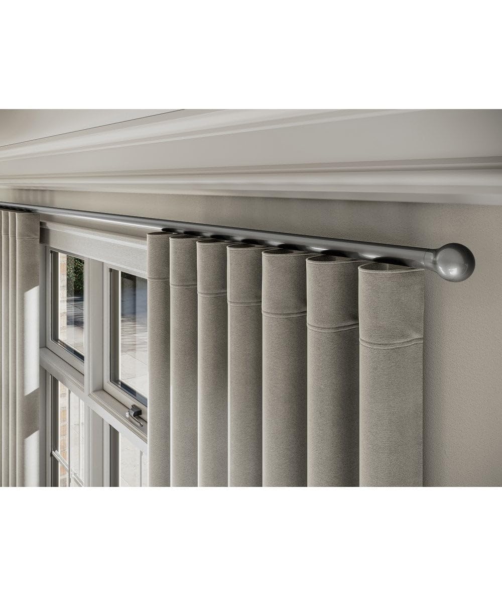 28mm Styleline Corded Gliding Curtain Pole Set with Ball End - Silver, 430cm