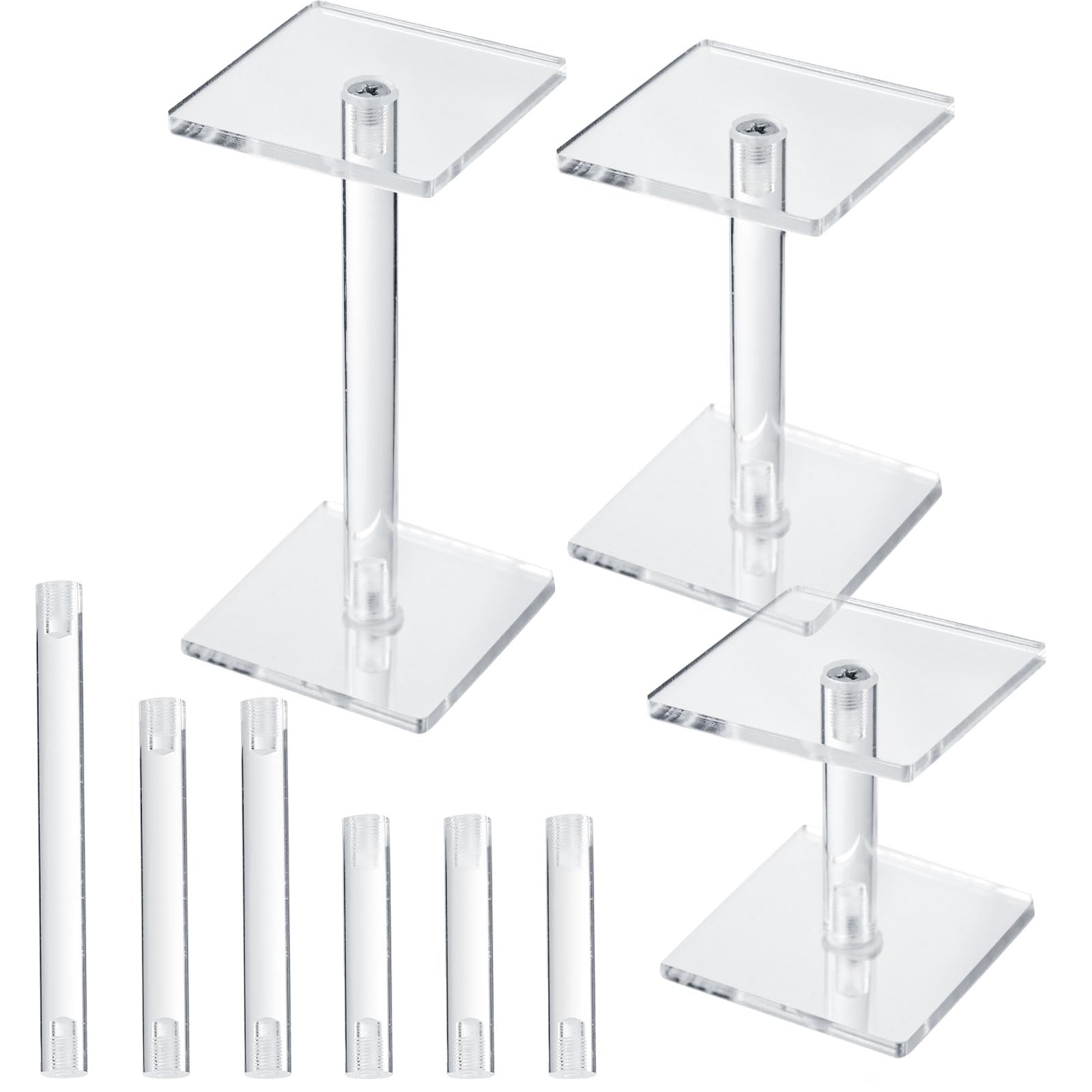 3pcs Combat Risers for Flying Miniatures Adjustable Height Multi-Tiered Raised Platforms Acrylic Flight Terrain Stands for DND Miniatures Tabletop Board Games RPG Accessories and Display