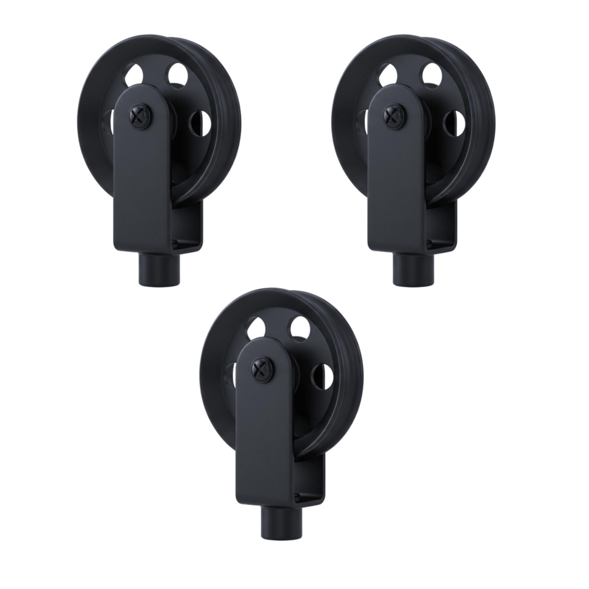 LEDSone 3 PCS Vintage Wall Ceiling Mount Pulleys, Black Pulley Wheels for Plug in Pendant Light, Wall Mount Lifting Towing Pulleys for Hanging Lamp Chandelier (Pack 3)