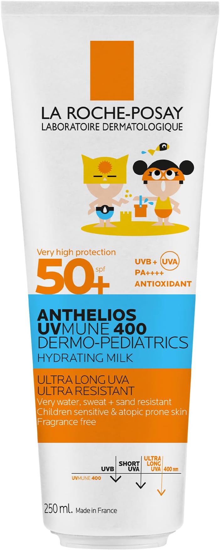Anthelios UVMune 400 Dermo-Pediatrics Hydrating Lotion SPF50+ Children's Sunscreen With Mexoryl 400, Shea Butter, & Vitamin E, UVB and UVA Protection, 250ml