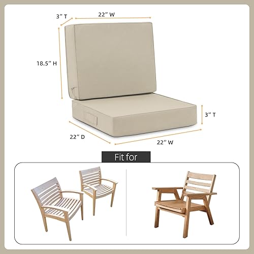 Miniatura 2 de Favoyard Juego de cojines de asiento profundo de 22 x 22 pulgadas, cojines impermeables para sillas de exterior para muebles de patio con funda