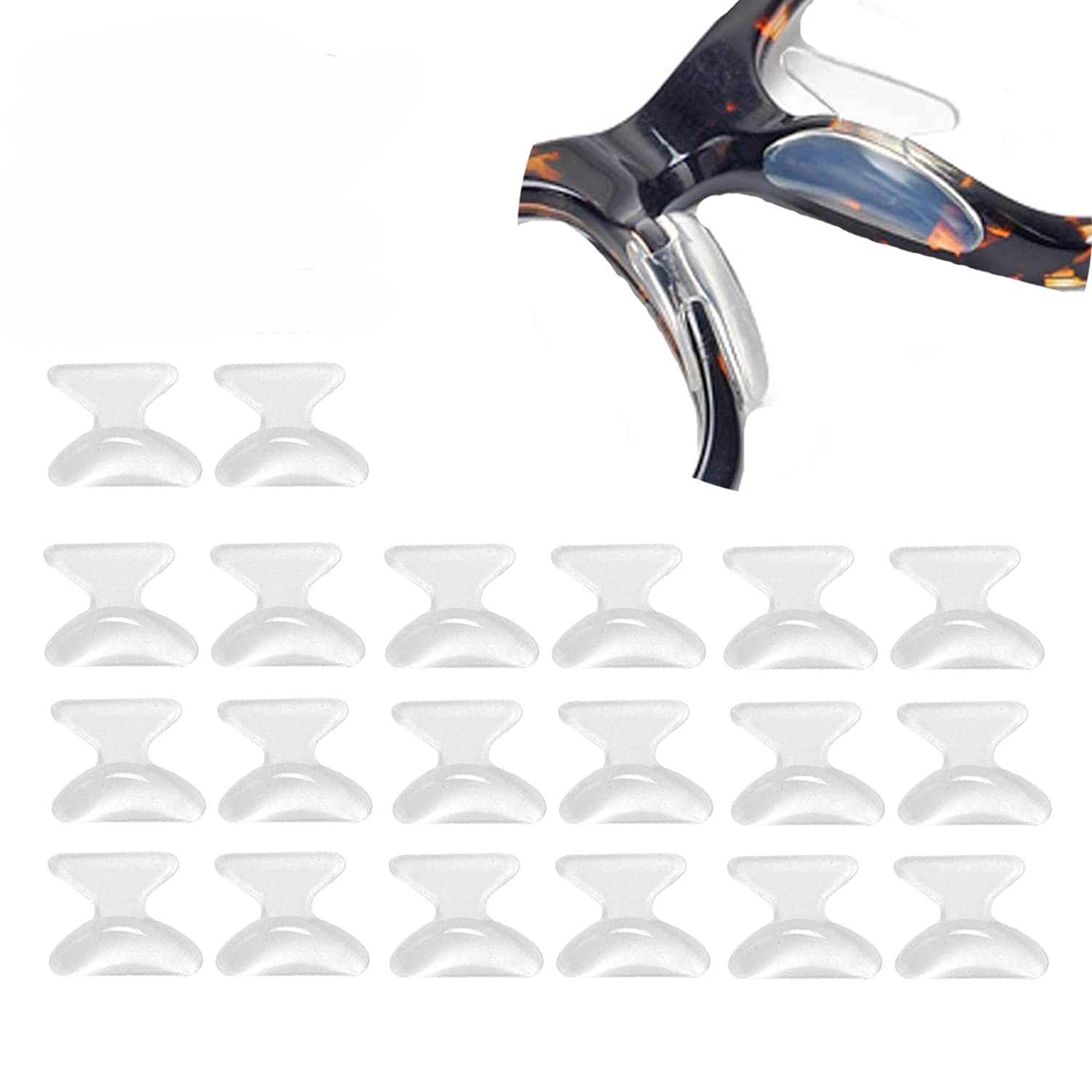 Anti-Slip Nose Pads Silicone Butterfly Shape - 10 Pairs Soft Non-Slip Adhesive Nose Pads for Reading Glasses Sunglasses Spectacles - Super Sticky Backing （1.8mm White）