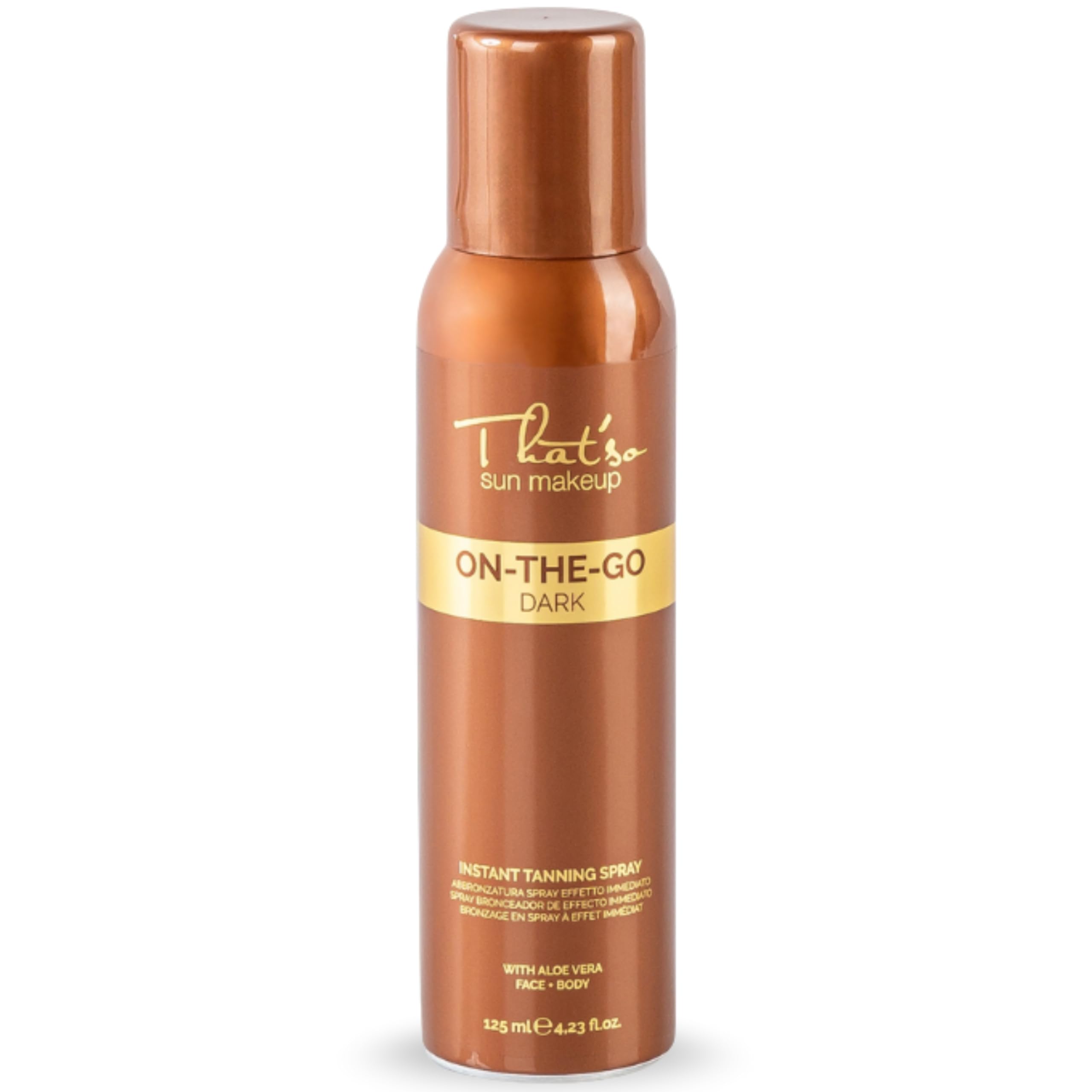 That’so Spray Autoabbronzante Viso e Corpo 125 ml On The Go Dark Abbronzatura Istantanea Naturale Effetto Bronze, Lunga Durata, con DHA da Canna da Zucchero, Aloe Vera e Peptide Anti-Età