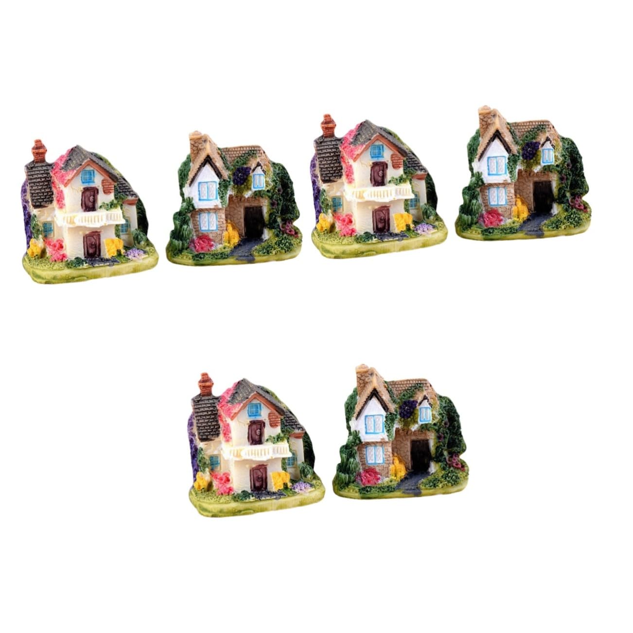 Toddmomy6 Pcs European Style Villa Small Room Outdoor Garden Decor Miniature Garden House Tabletop Decor Rustic Country Stuff Ornament Garden House Shape Decor Resin Accessories Household