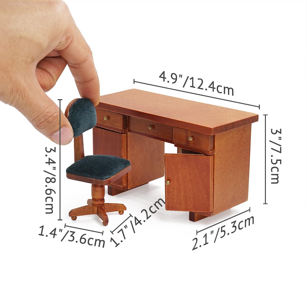 Amazon | 1/12 デスク ミニチュア オフィス家具 ドールハウス 小物