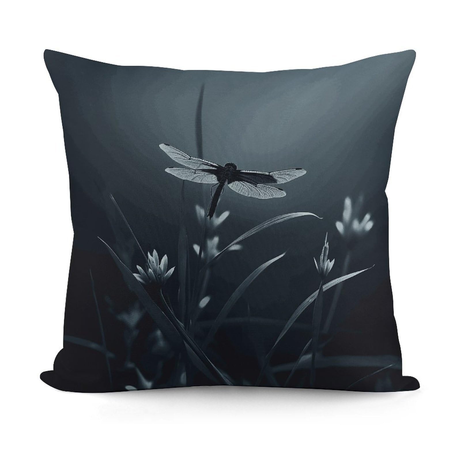 JTREHY Dragonfly Silhouette Pillow Covers Decorative Throw Pillow Covers Soft Decor Couch Cushion Case Modern Square Pillow Cases Summer Pillow Cover for Sofa Living Room 18x18 in