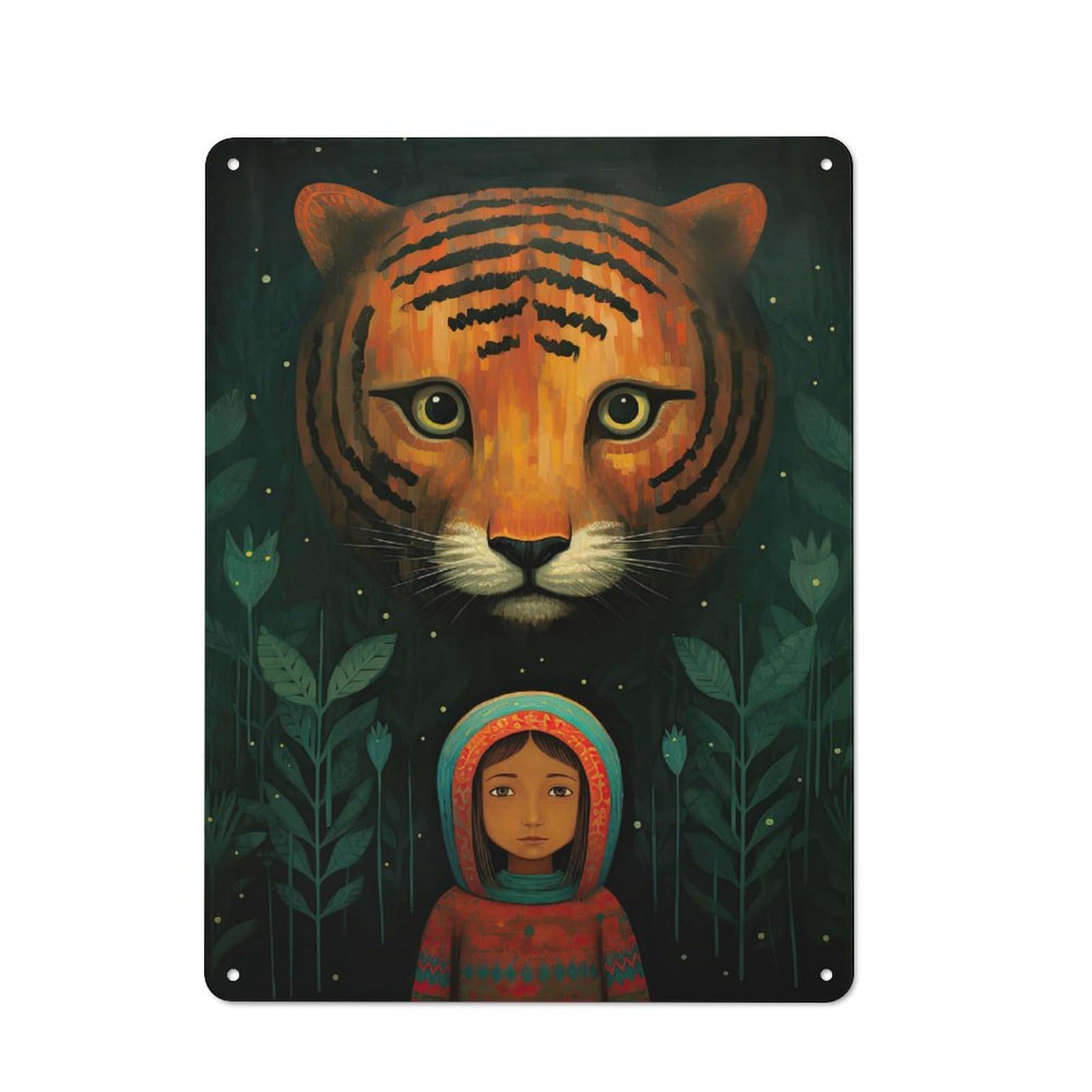 Junmoney My Friend Tiger Metal Wall Decor Sign, Home Decor Sign For Home Cafe, Breakfast Area Or Pantry Wall, Gift For Coffee Lovers And Home Cooks, 40X30cm