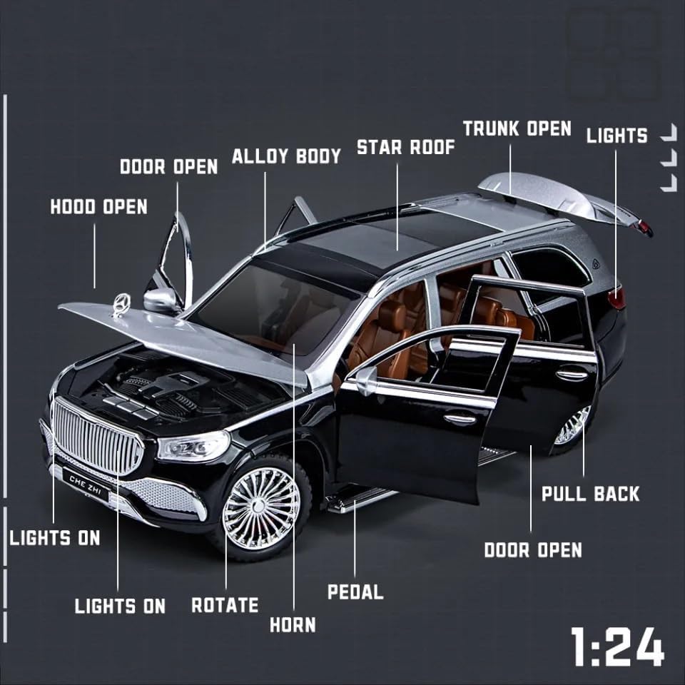 Image of 1:24 Scale Model Pull Back Die-Cast Metal Toy Openable Doors & Light Music Best Gifts Toys