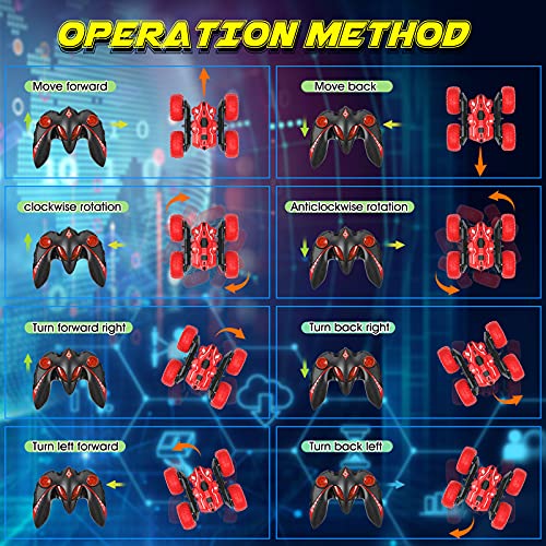 Voltenick Remote Control Car, Rc Stunt Car Toy, Double Sided 360° Rotating Rc Cars With Headlights, 4Wd 2.4Ghz Rechargeable High Speed Off Road Stunt Car, Gift For Kids 4-7 8-12 Boys #TOP5