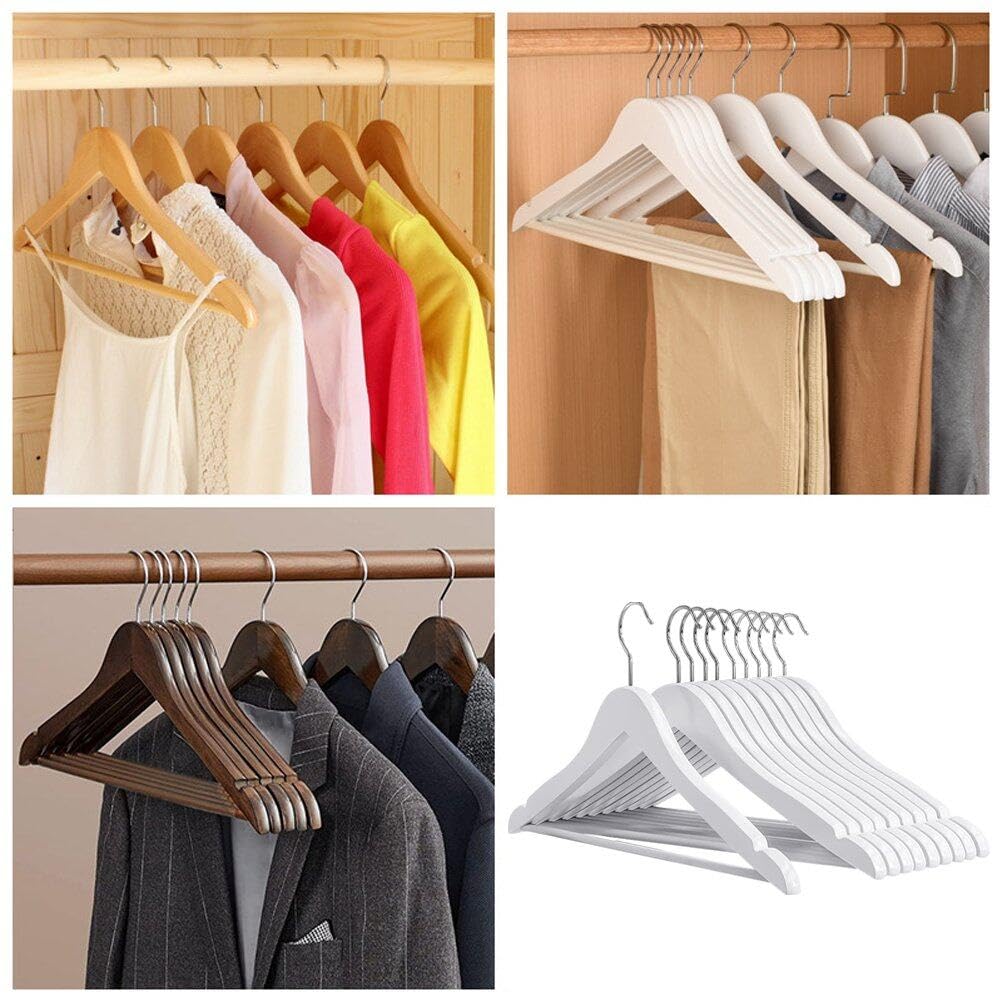 10 Grucce in Legno, Grucce per Abiti con Tacche sulle Spalle Antiscivolo, Grucce per Camicie, Giacche, Abiti, Pantaloni
