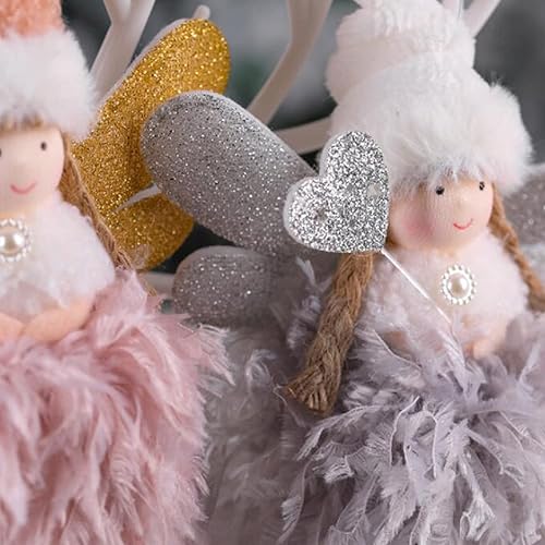 Miniatura 5 de FZBNSRKO 3 adornos de ángel de Navidad para árbol, adornos de muñeca de felpa para muñecas de Navidad, decoración colgante, colgante de muñeca de