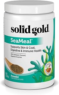 Solid Gold SeaMeal Kelp Powder Multivitamin for Dogs & Cats - Omega-3, Enzymes for Skin, Coat, Digestive & Immune Health - 1lb Supplement