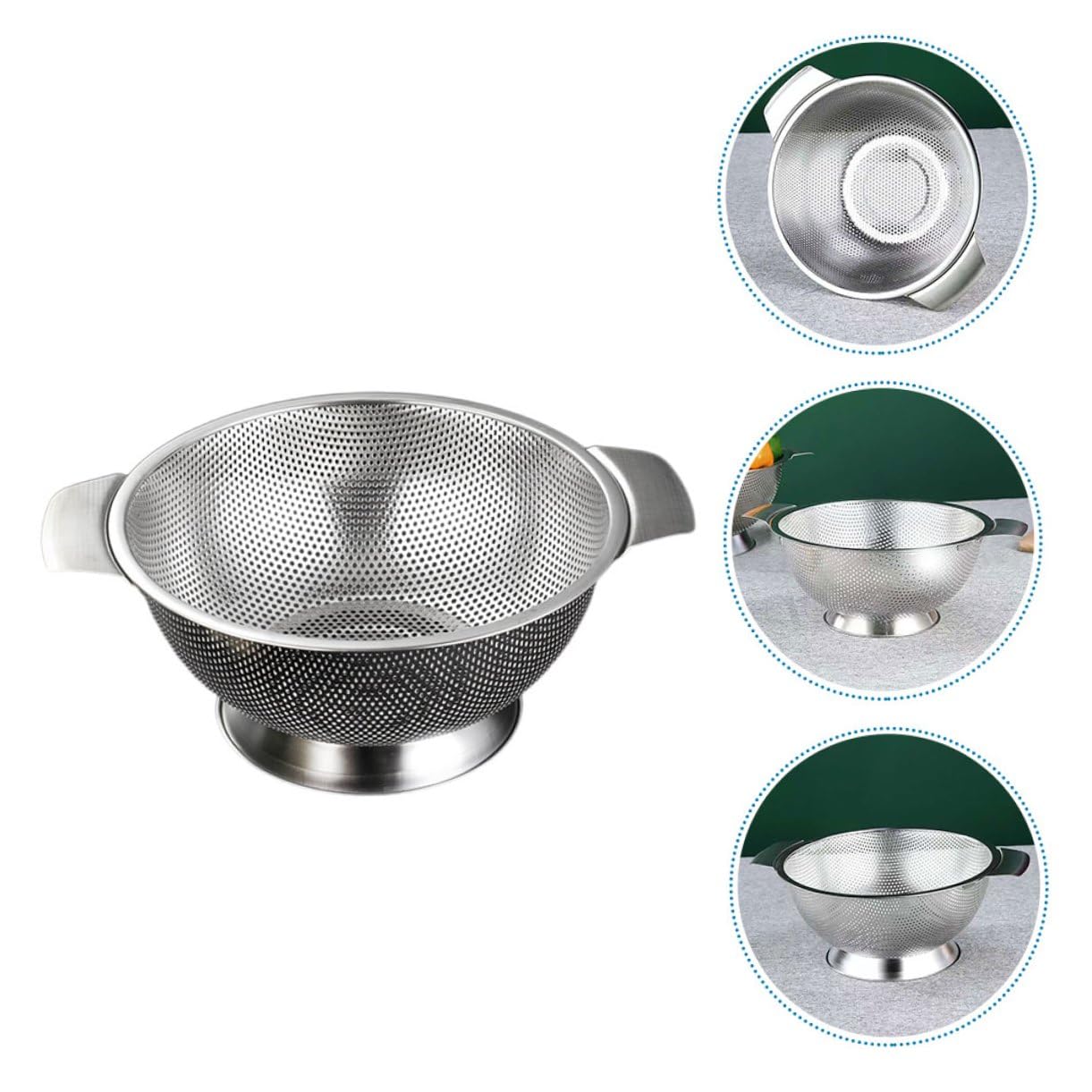 DOITOOL Colador de Arroz Resistente y Práctica de Acero Inoxidable Malla Fina para Limpiar y Escurrir Arroz y Frutas Cesta de Drenaje Cocina