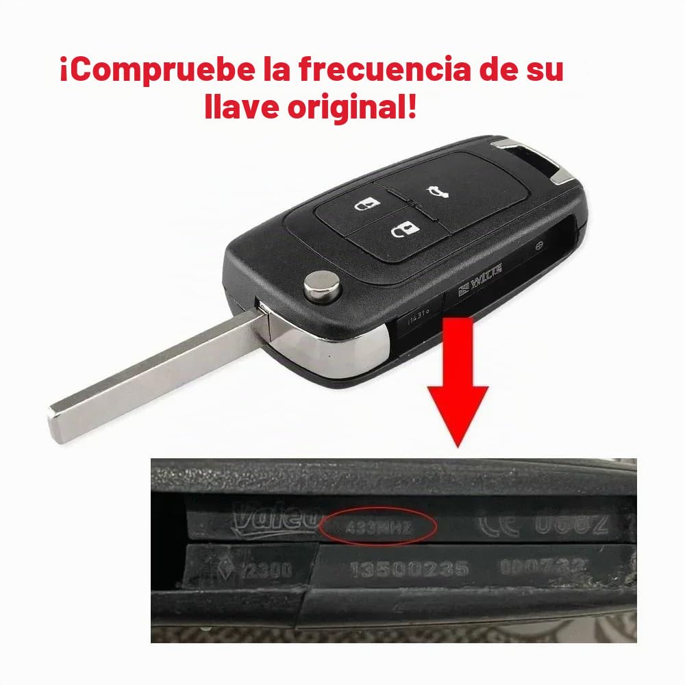 2Botones Mando a Distancia 433Mhz Opel Adam Astra J Zafira C Mokka Insignia | ID46 PCF7937E Chip , 2 Botones , Llave funda de coche