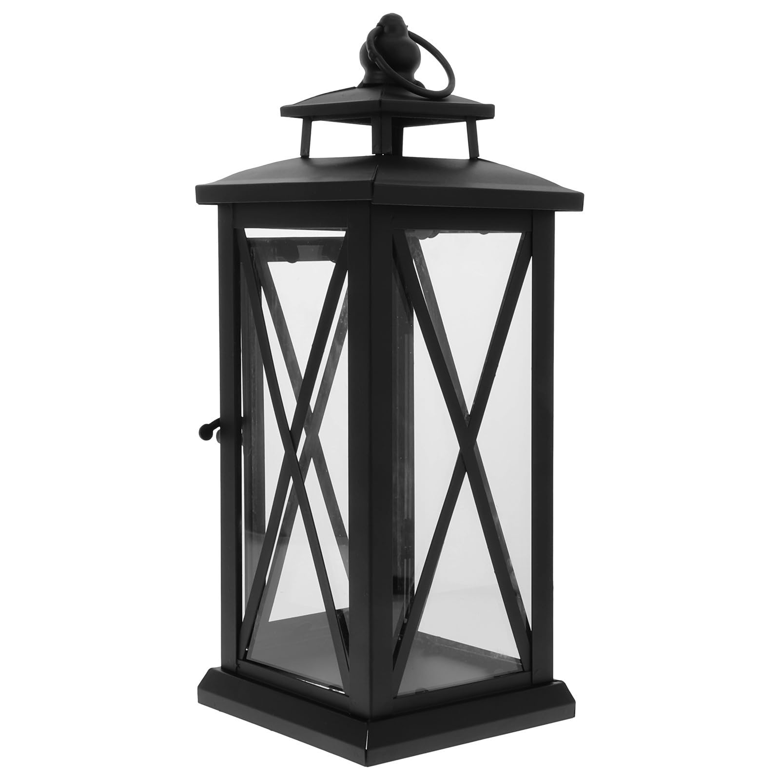 HANABASS Windlicht mit Winddichtem Türverschluss Kerzenhalter Retro aus Eisen und Glas und Quadratischem Sockel als Hochzeitsdekoration für Drinnen