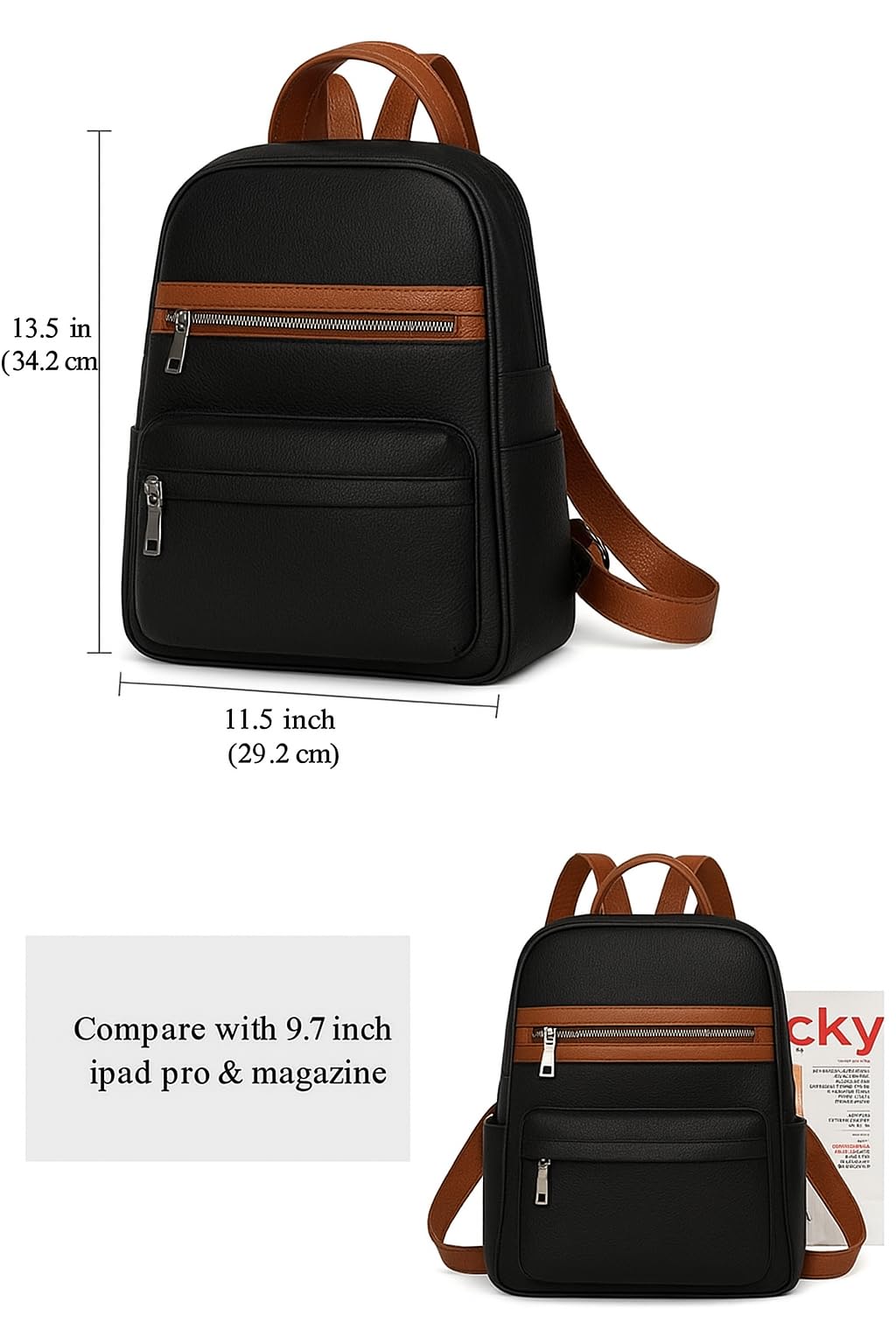 Craftwood Fashion Backpack for Women, Zipper Closure, Stylish Backpack Handbag Shoulder Bag for Women and Teens Girls | College | Travel | Work | Office | Birthday | Gift (Tan) 1