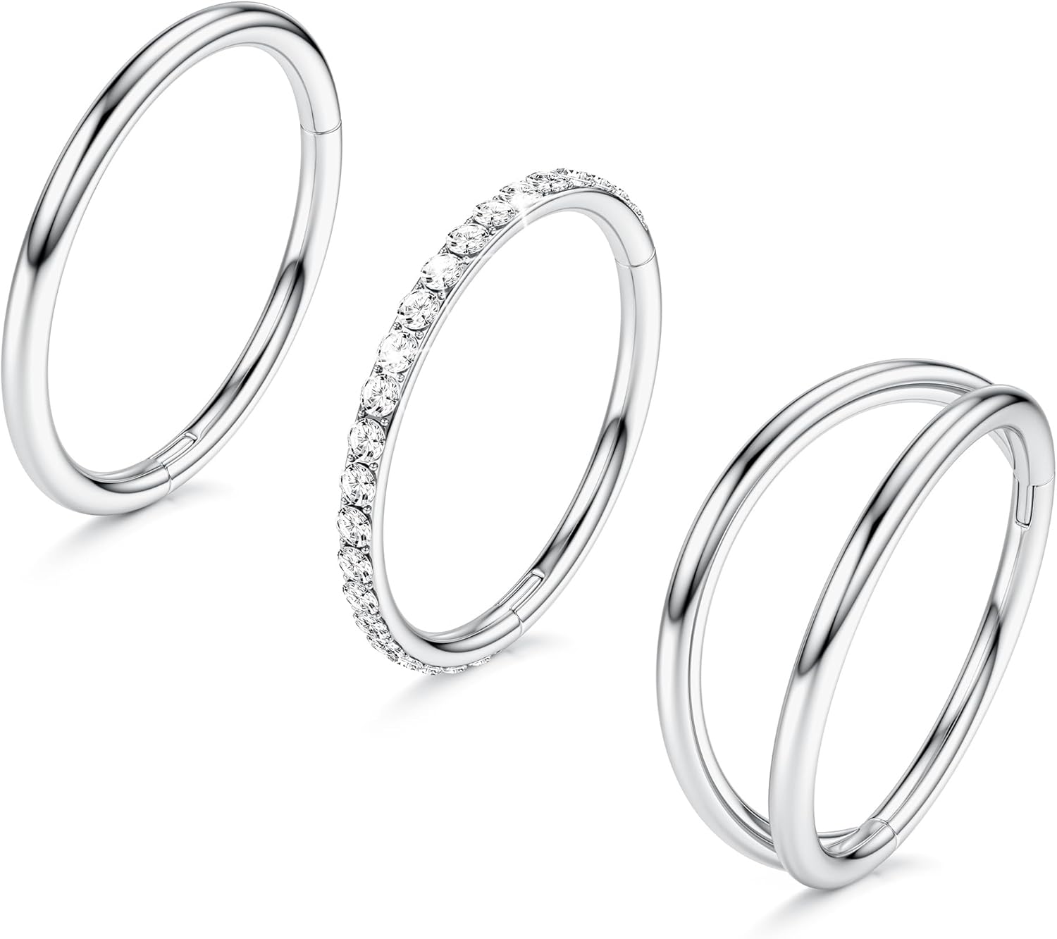 BodyBonita 18G/20G Nose Rings Hoops 316L Surgical Steel CZ Nose Rings Double Hoop Helix Cartilage Earrings Tragus Conch Piercing Jewelry 8mm/9mm/10mm 18G 10MM