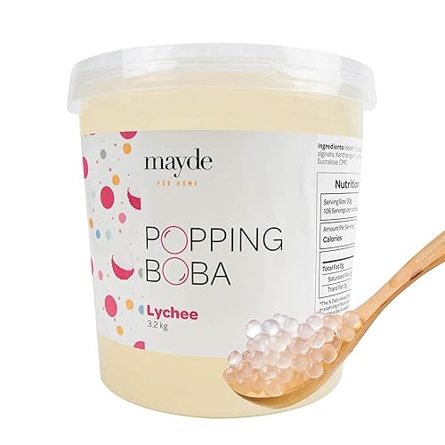 Mayde Popping Boba Pearls para bebidas postres y cuencos de desayuno sabor lichie 7 libras