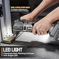 Vista 7 de Herramienta Oscilante Inalámbrica para Batería Dewalt de 20V, Herramienta de Motor sin Escobillas de 6 Velocidades Variables, Kit de Múltiples