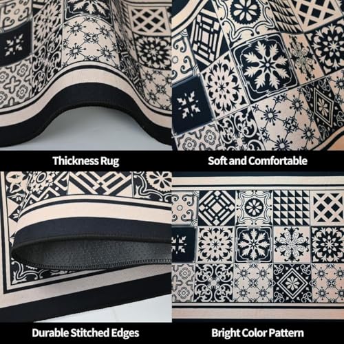 Image of Kitchen Anti Slip Mat for Floor, Waterproof Washable Kitchen Mats, Non Slip Kitchen Floor Mats for Home, Soft Mats for Kitchen, Kitchen Mats for Floor Anti Slip (GEO-Black and White)