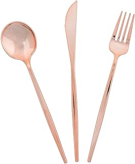 Modern Plastic Rose Gold Cutlery Sets - 24 ct - Party Supplies - 24 Pieces