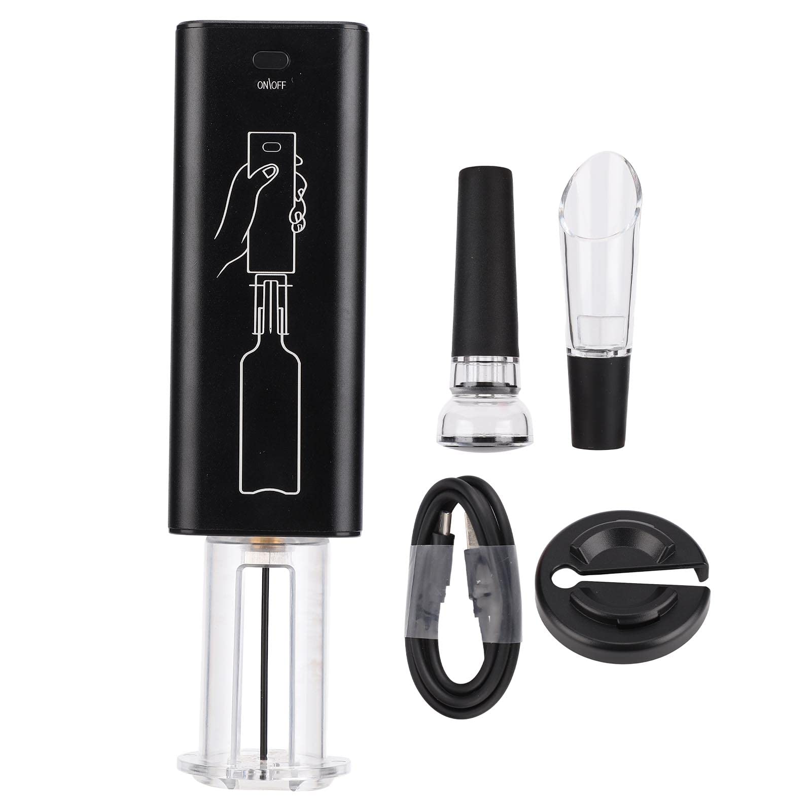 Topyond Electric Wine Opener, Cordless Wine Bottle Opener with Foil Cutter, Quick Automatic Corkscrew, Sleek Design for Home Use, Kitchen Essentials, and Wine Lover Gifts