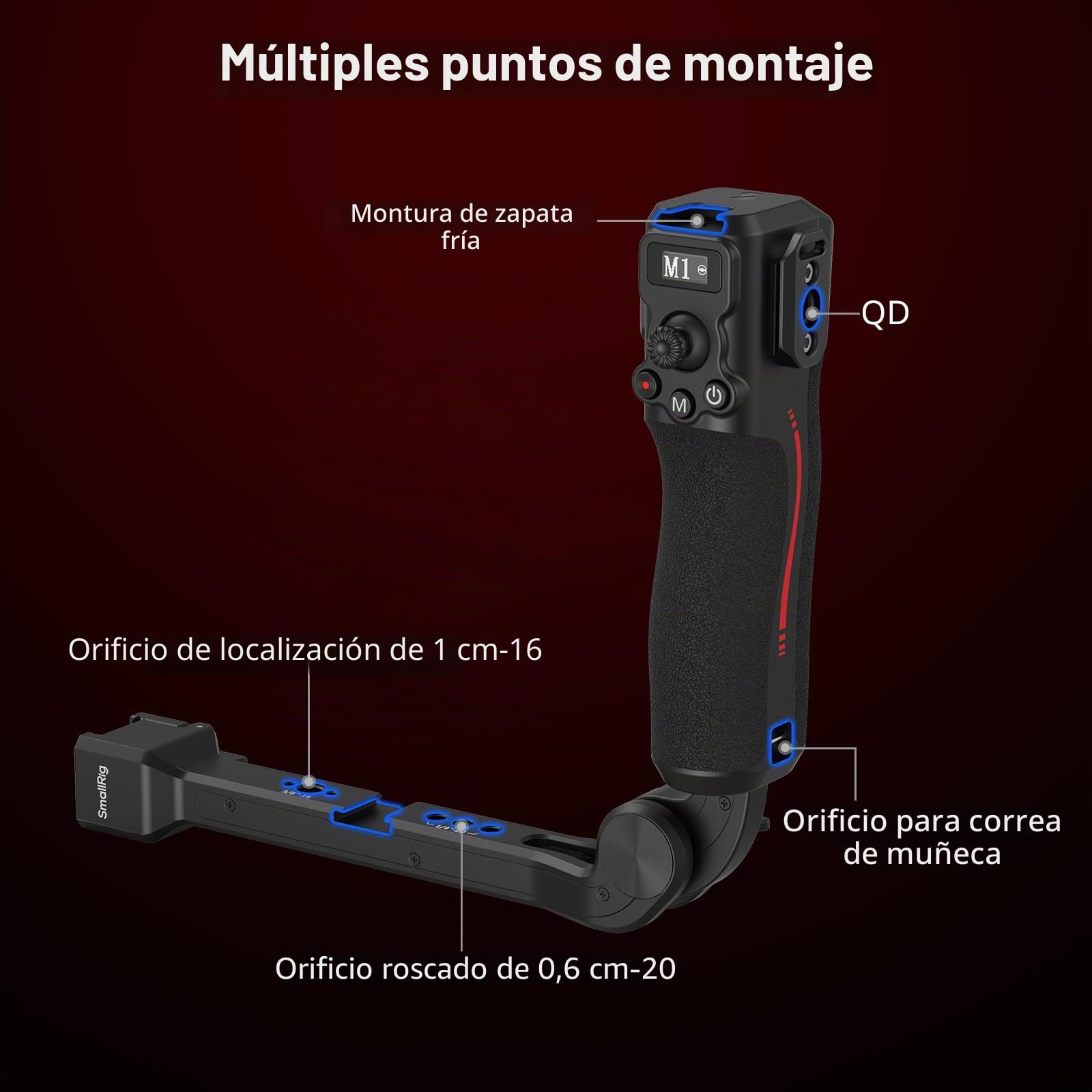 SMALLRIG Empuñadura Dual de Control de Foco para Gimbal dji RS 2/RS 3 Pro/RS 4 Pro, con Rail NATO, Joystick, Cambio de Modo, Carga Máx. 17.6 LB - 4327