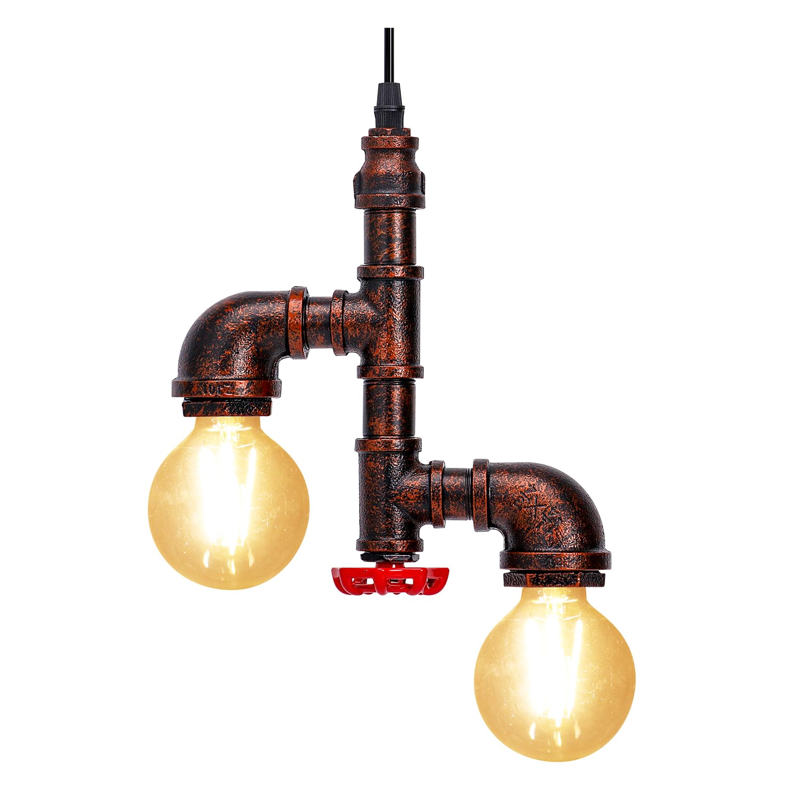 KAWELL Industriale Vintage Luce Pendente Retro Lampada a Sospensione a Tubo D'acqua Creativo Plafoniera Lampadario Art Deco Ferro E27 60W Max Cafe Bar Ristorante Cucina