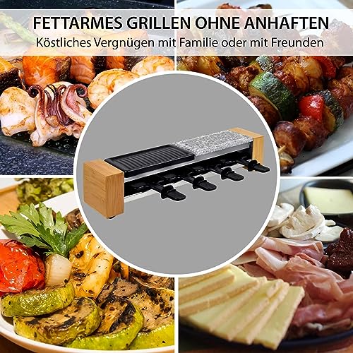 Syntrox Germany Raclette Emailliert Olert mit Wechselplatten, Tischgrill, für 4 Personen, Antihaftbeschichtet, 600Watt, Antihaftbeschichtet, Raclette Grill, Grill Zubehör, 4 Kg, Elektrogrill – Bild 5