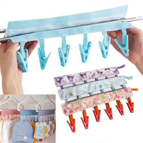 折りたたみハンガーピンチ(クロミ・シナモロール・ハローキティ) どこでも洗濯ピンチ 旅行用洗濯バサミ (シナモロール)