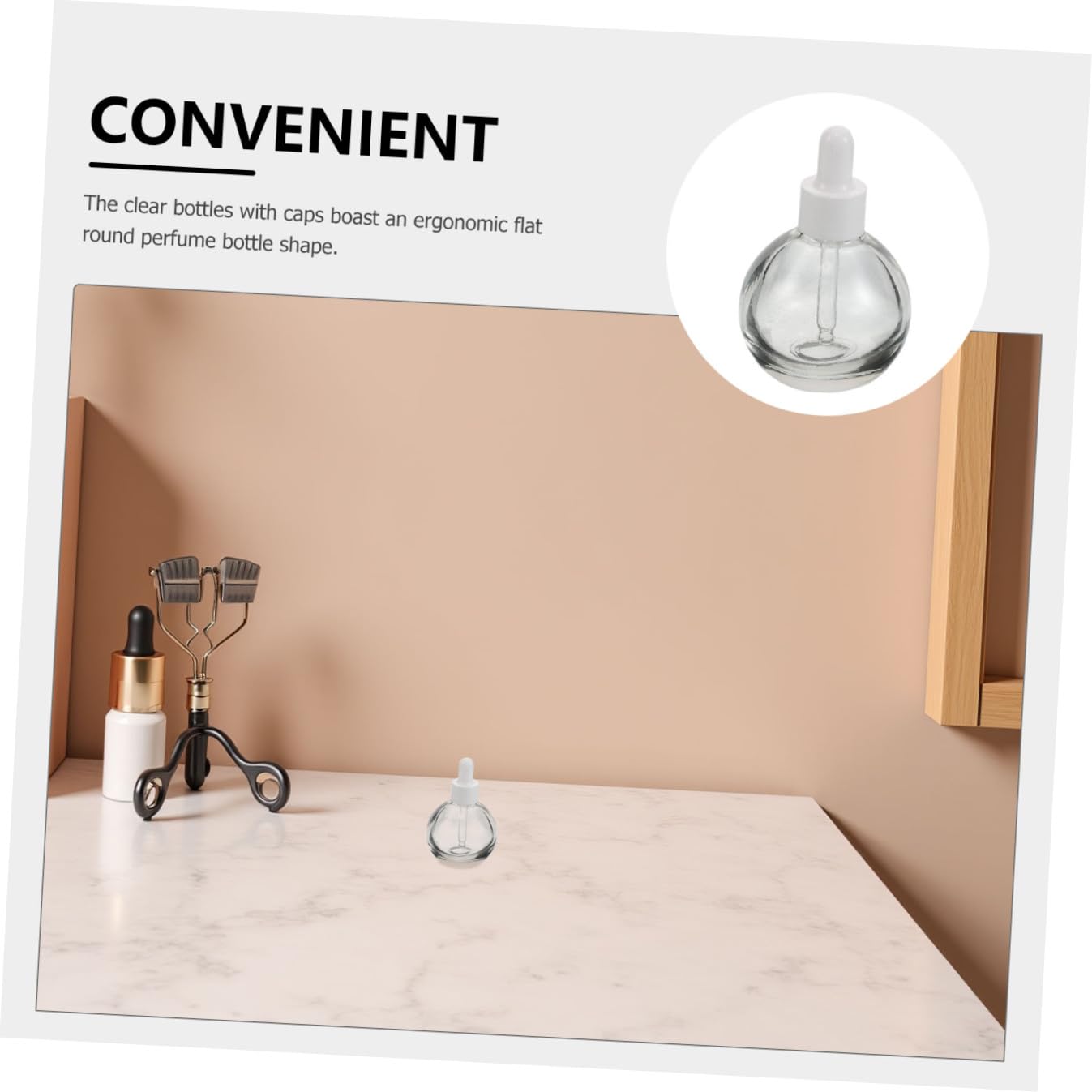 WOONEKY 12 Stück Wiederbefüllbare Tropfflaschen aus Glas 30ml Kugelförmige Flaschen mit Ergonomischem Design für Ätherische Öle und Gesichtsserum für Reisen und Kleine Unternehmen