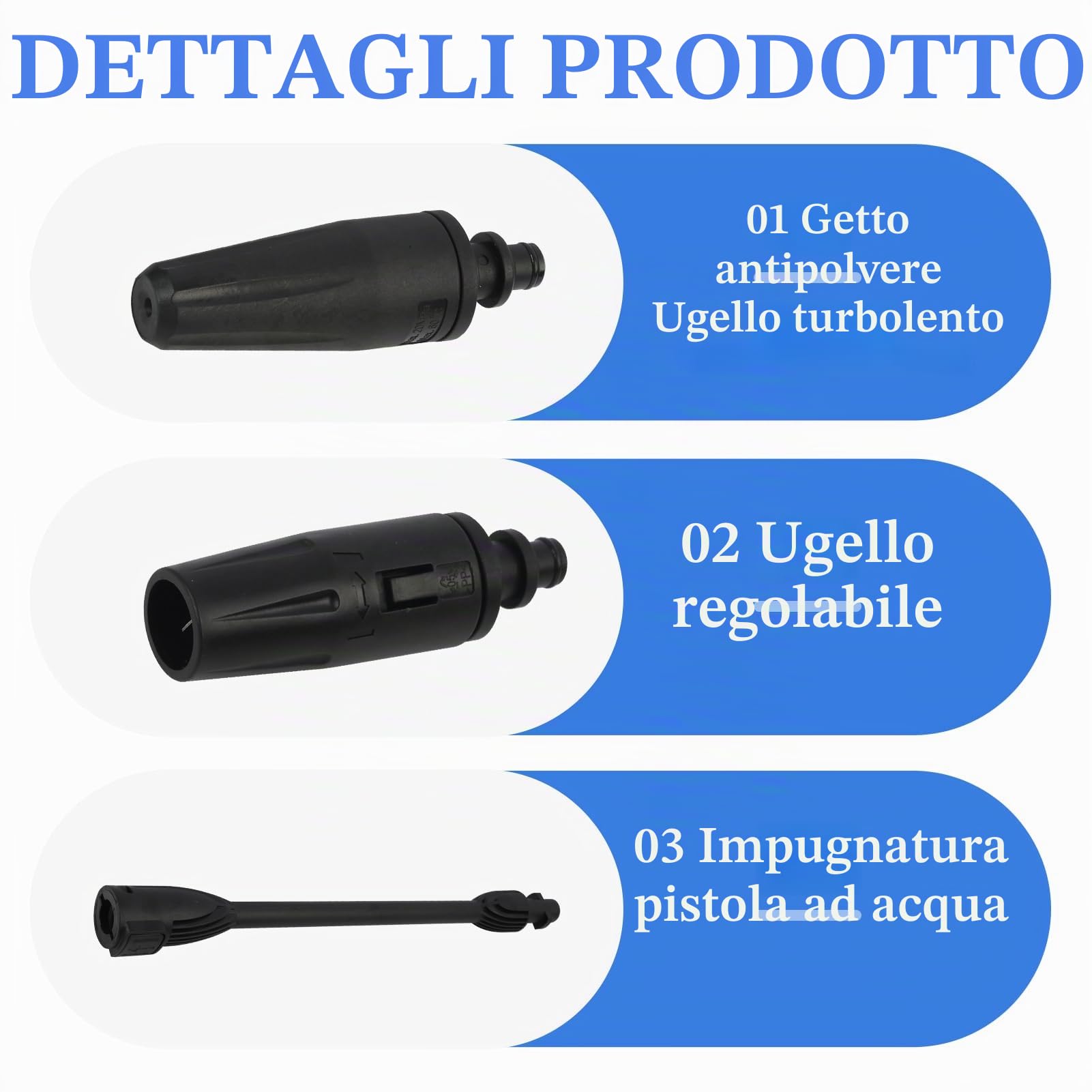 Lancia ad Alta Pressione per Idropulitrici, Compatibile per Modelli K2, K3, K4, K5, K6, K7, Ugello Regolabile in Plastica Due Düsen Intercambiabili per Pulizia Efficace