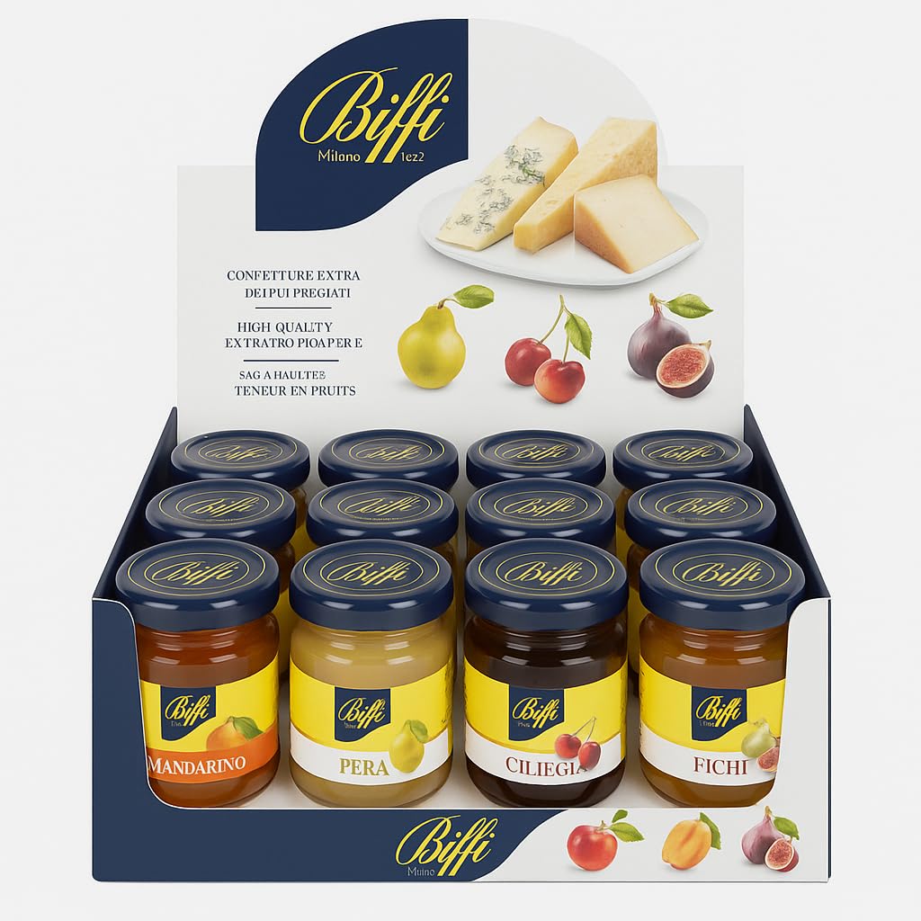 Set Misto di Salse per Formaggi, Pere, Mandarino, Ciliegia, Fichi, 12 x 100g, 1200g Totali