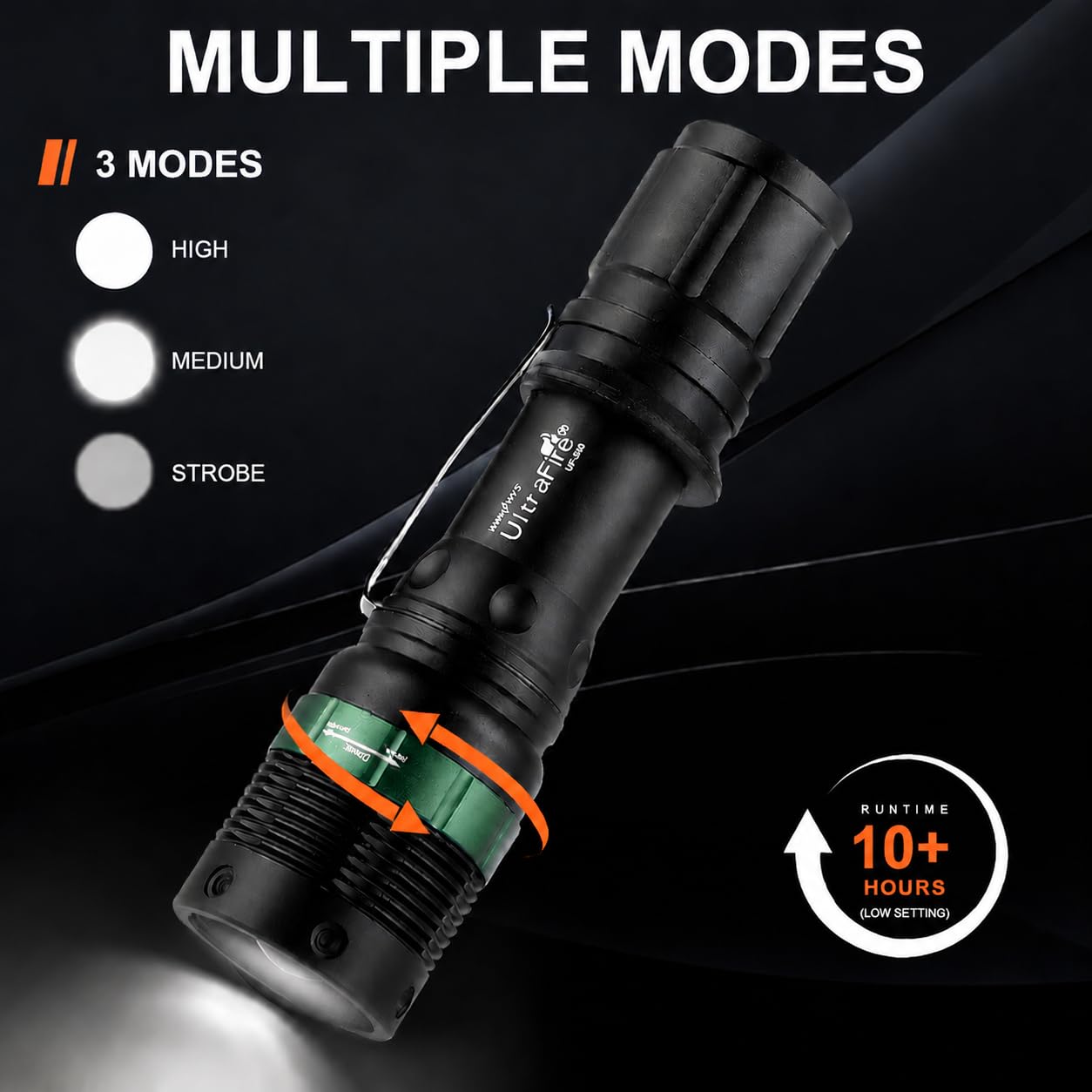 ULTRAFIRE - Linterna LED de señal de tráfico de 11 pulgadas con funda, 250 lúmenes con modo estroboscópico rojo, varitas de control de tráfico, aeropuerto, estacionamiento, servicio de policía de