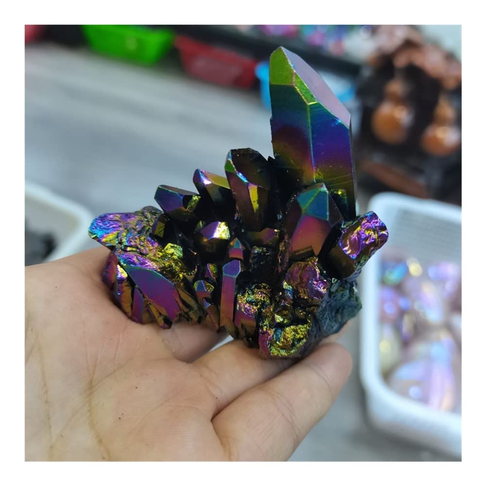 Amazon.co.jp: 標本天然カラフルな水晶クラスター 7 つの虹電気めっき