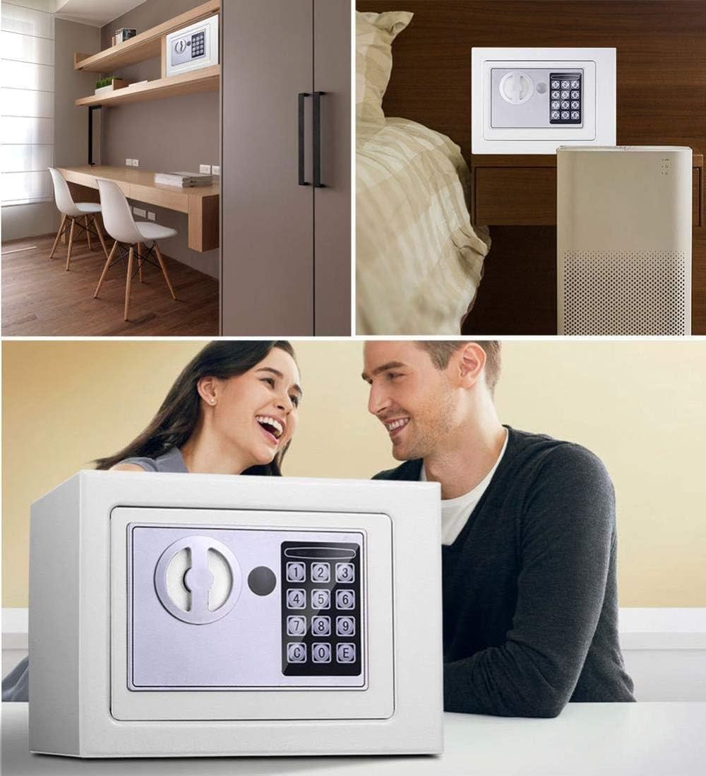 Cassaforte di Sicurezza Digitale con Tastiera, Coperchio Manuale, Pulsante, Ideale per casa, Lavoro o Viaggi, 17 x 17 x 23 cm.