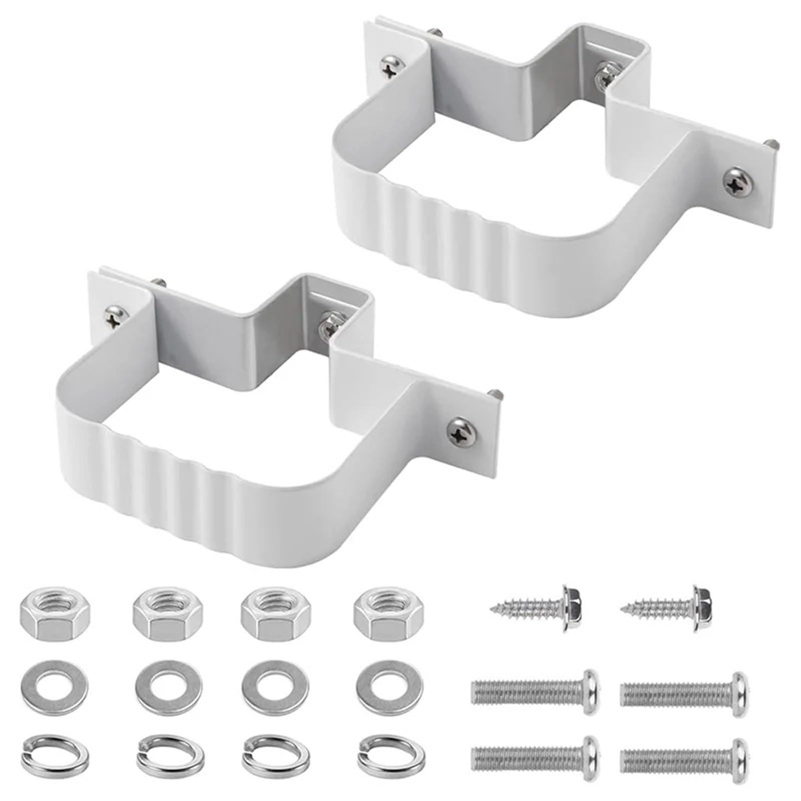 Gutter Hinge 4/2Sets Downspout Straps and Wall Bracket Fasteners White