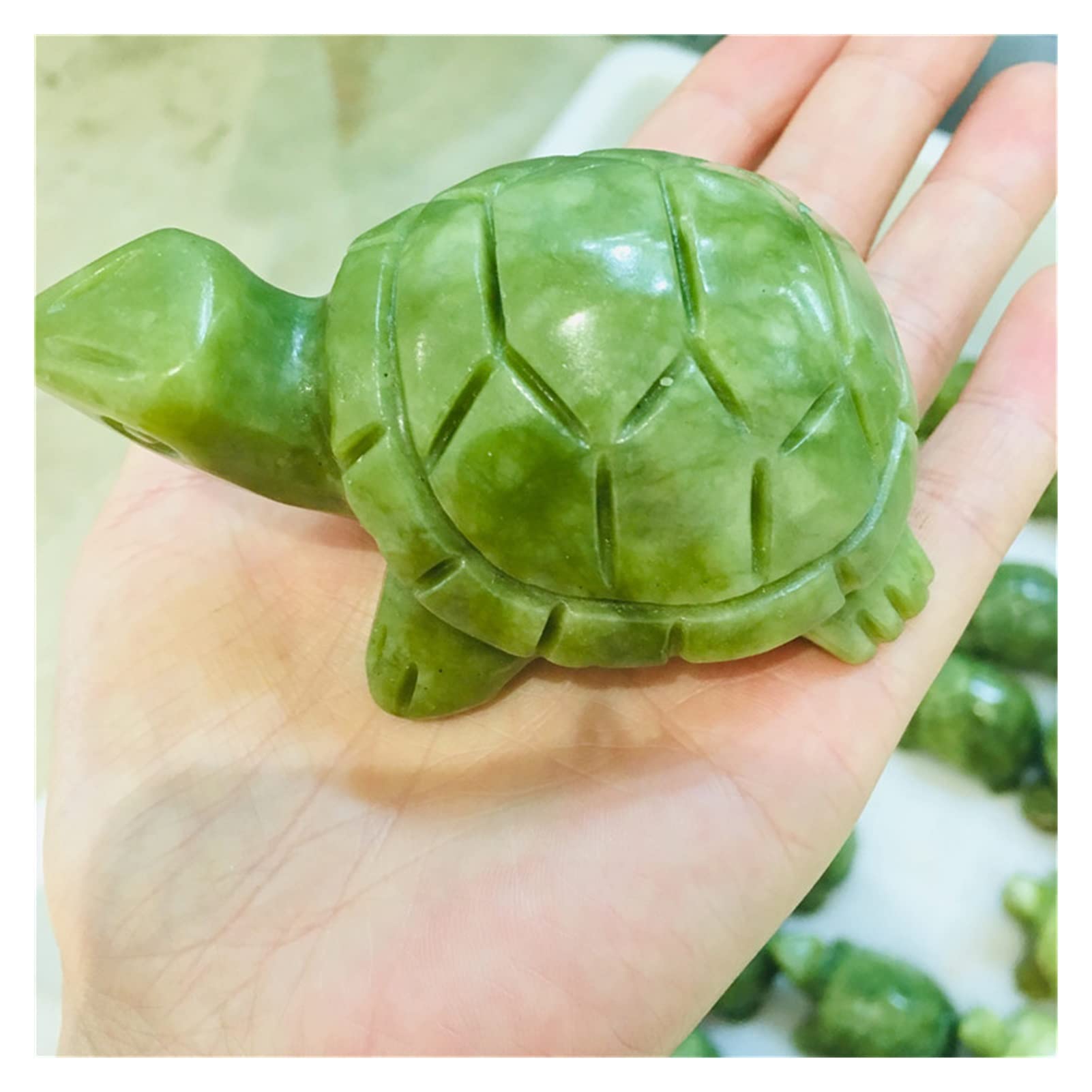 GURSAC Crystal Rough Natural Crystal Gem Green Turtle Furnishing Lingshi Hand Carved Crystal Jewelry Home Decoration Decoration