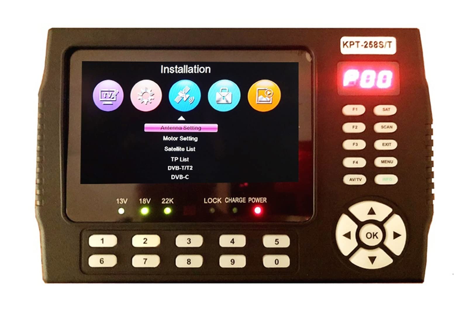Buscador de satélite, KPT-258S / T DVB-S2 DVB-T / T2 DVB-C Finder de medidor satelital digital combo H.265 vs KPT716TS WS-6933 ST-5150