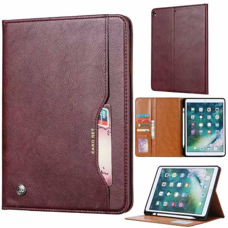 Étui portefeuille iPad 8e génération à rabat magnétique antichoc rouge