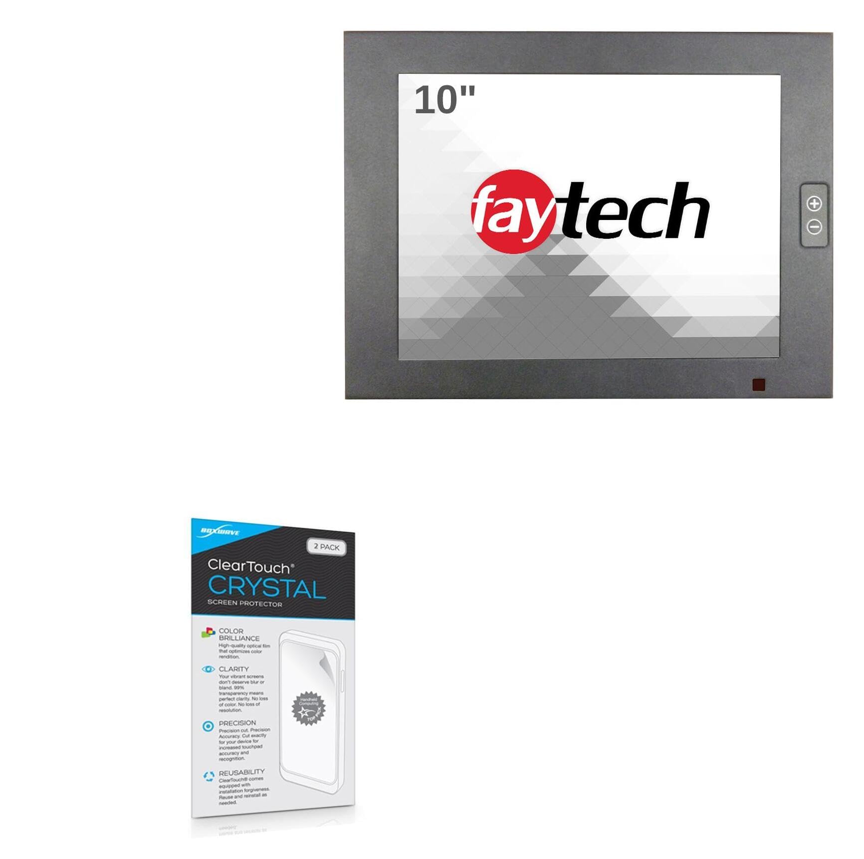 BoxWave Screen Protector Compatible with FayTech FT10TMIP65HDMI (10 in) - ClearTouch Crystal (2-Pack), HD Film Skin - Shields from Scratches