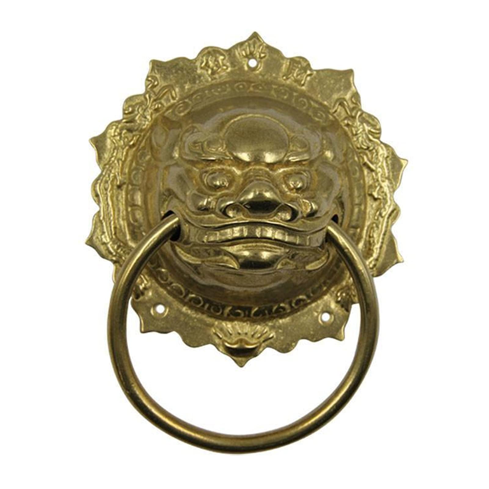 Kołatka mosiężna, klamka do drzwi miedziana kołatka uchwyt rękodzieło antyczne meble w stylu tygrysie mosiężne kołatki(Brass)