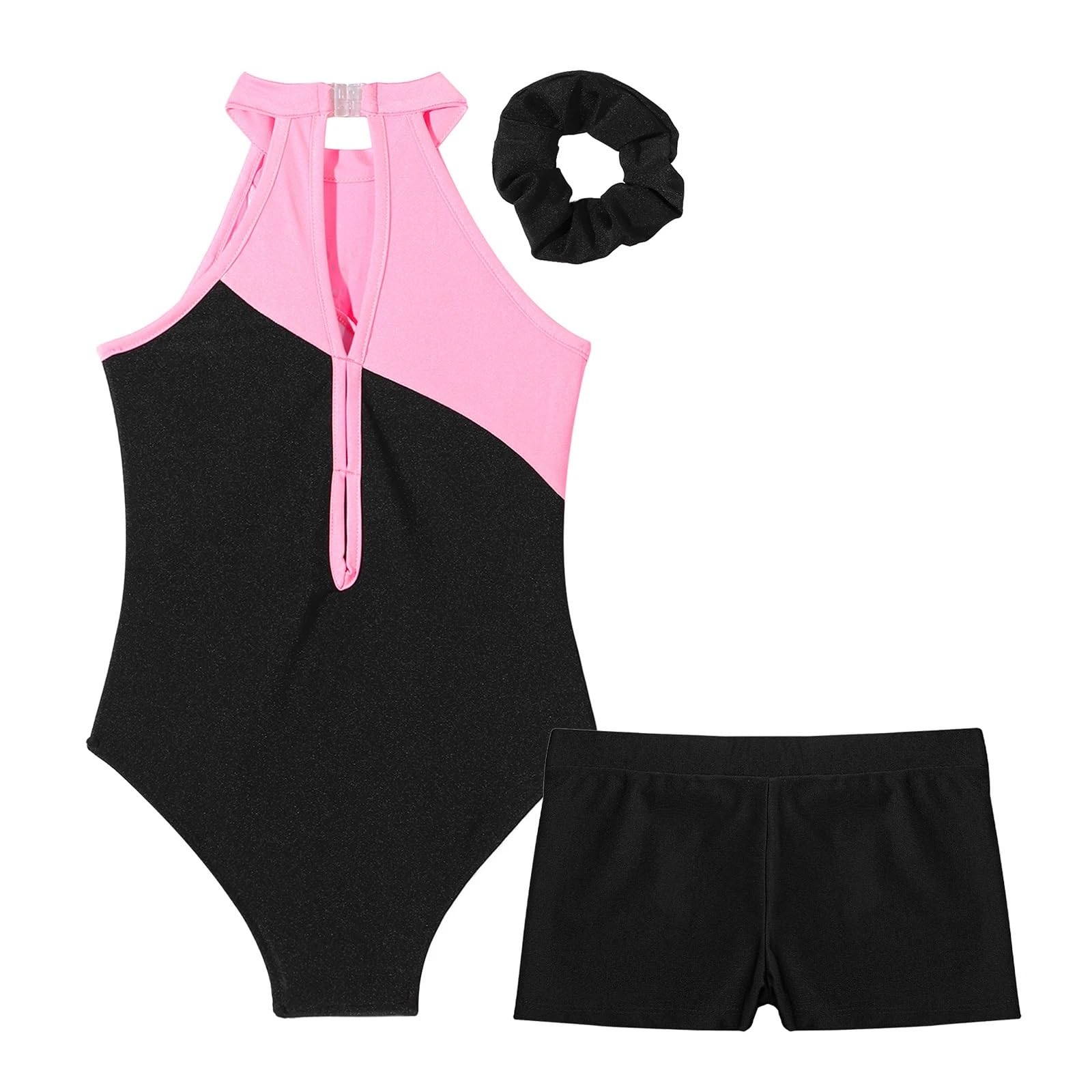Body Ginnastica Bambina Body da Ginnastica for Bambine, Abiti da Danza Classica, Pantaloncini Sportivi con Strass, Body da Allenamento for Pattinaggio Artistico(Color3,10Y)